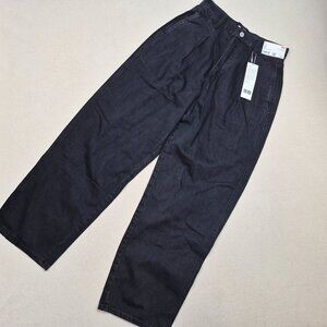 Uniqlo U Women's Black Wide Leg Relaxed Fit Pleated Jeans Sz 25/30 NEW W/TAGS!!!